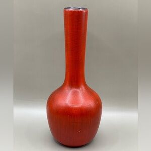 Vintage MCM Signed Royal Haeger Onion 7.5” Red Vase Long Neck READ